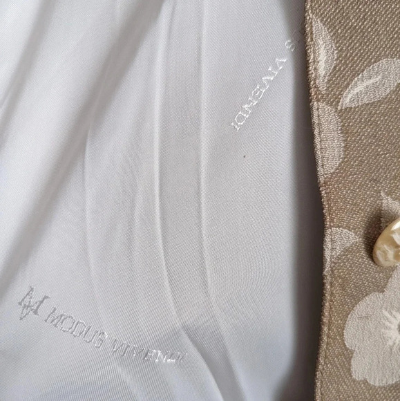 Cottagecore Dress- Mid-Century Style Collared Button Up Knee Length-Taupe floral - Picture 11 of 16